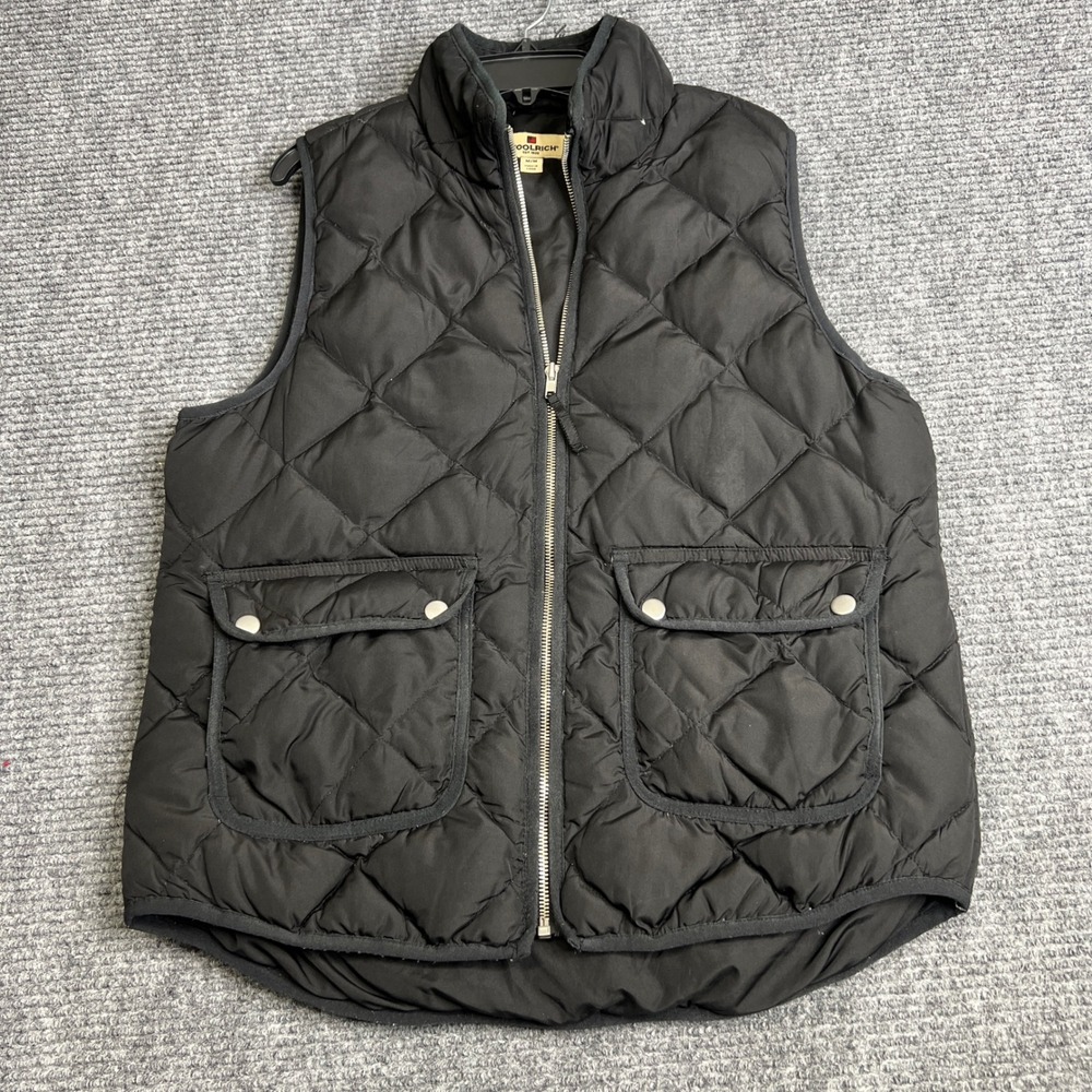 Woolrich Womens Black Diamond Quilted Down Puffer Vest‎ Full Zip M Medium